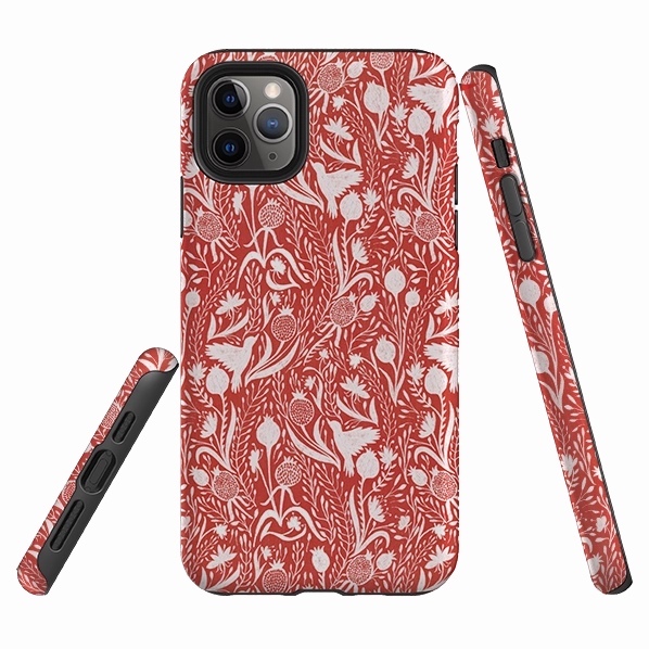 Soft touch finish iPhone Tough Case - Birds And Pomegranates By Nina Pace
