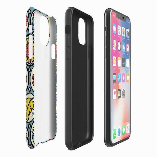 Elegant Texture Layer Premium Touch iPhone Tough Case - Birds, Fish & Fruit By Cressida Bell