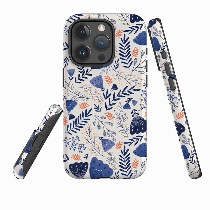 iPhone Tough Case - Blue Floral By Jade Mosinski Urban Design