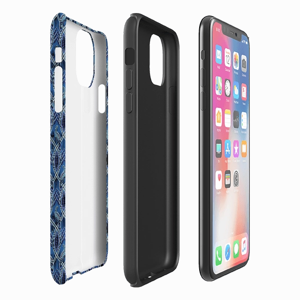 Scratch Guard Smooth Texture Pattern iPhone Tough Case - Bluebirds By Cressida Bell