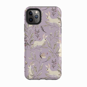 iPhone Tough Case - Bunnies Mauve By Katherine Quinn Gloss Layer Modern Texture