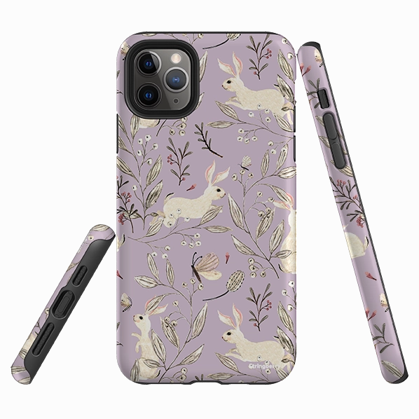 iPhone Tough Case - Bunnies Mauve By Katherine Quinn Sleek Edge