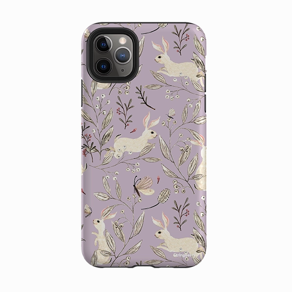 iPhone Tough Case - Bunnies Mauve By Katherine Quinn Gloss Layer Modern Texture