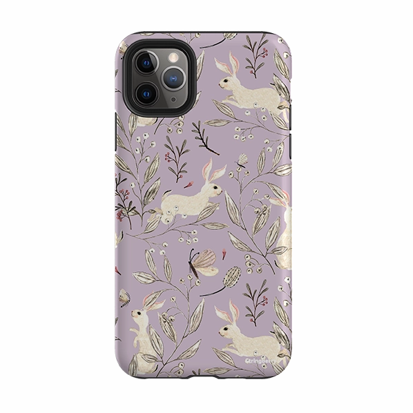 iPhone Tough Case - Bunnies Mauve By Katherine Quinn Shock shield Flexible frame