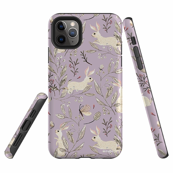 iPhone Tough Case - Bunnies Mauve By Katherine Quinn Rugged Surface Build Frosted Finish