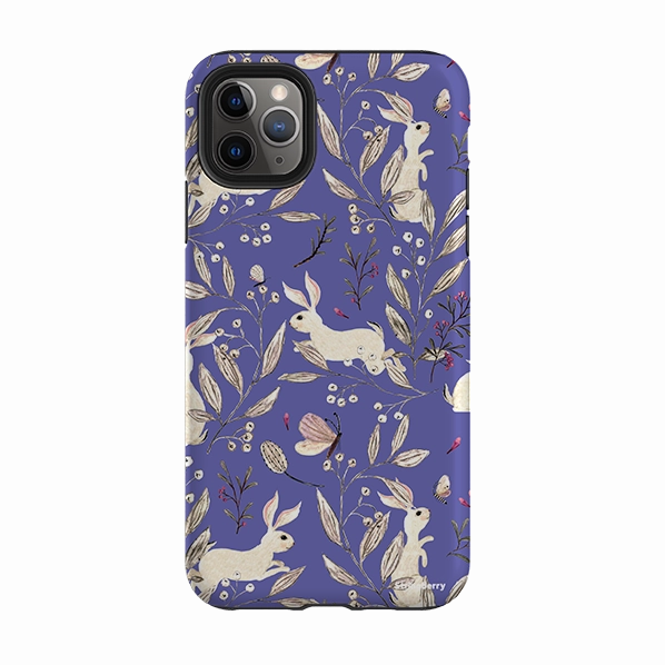 iPhone Tough Case - Bunnies Periwinkle By Katherine Quinn Artistic Design
