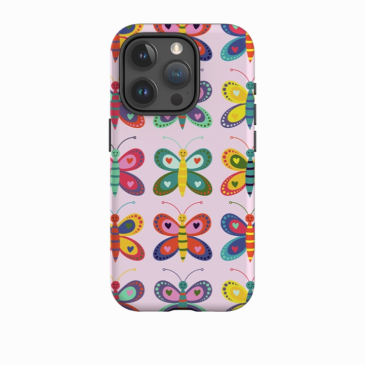 Polished Surface Texture Rugged Frame Design iPhone Tough Case - Butterflies By Suzy Taylor