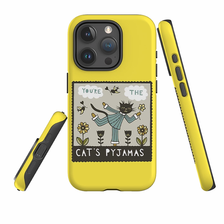 iPhone Tough Case - Cats Pyjamas Yellow By Suzy Taylor Polished Detail Premium Quality