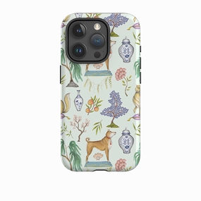 iPhone Tough Case - Chinoiserie Menagerie Green By Catherine Rowe Classic Finish