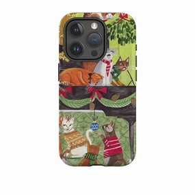 Colorful option iPhone Tough Case - Christmas Cats II By Caroline Bonne Muller