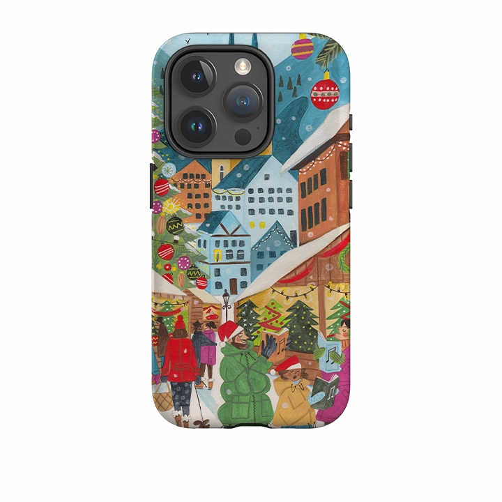 Shock Layer Minimal Aesthetic Touch iPhone Tough Case - Christmas Market By Caroline Bonne Muller