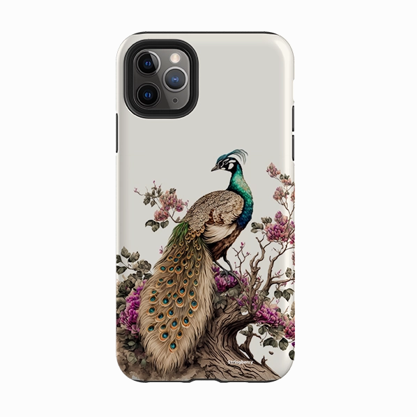 Protective Texture Layer Flexible Edge iPhone Tough Case - Crowther Peacock