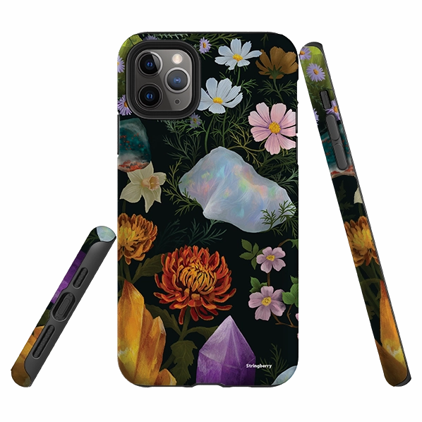 iPhone Tough Case - Crystal Flowers By Anna Stead Smooth Layer Texture