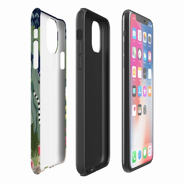 Tactile Buttons Protective Touch iPhone Tough Case - Dancing Lemur By Bex Parkin