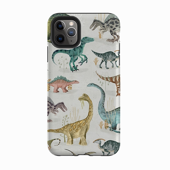 Gloss Finish Texture iPhone Tough Case - Dinosaur Pastel By Katherine Quinn