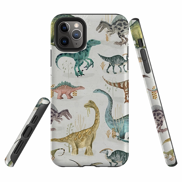 Minimal Surface Layer Classic Frame iPhone Tough Case - Dinosaur Pastel By Katherine Quinn