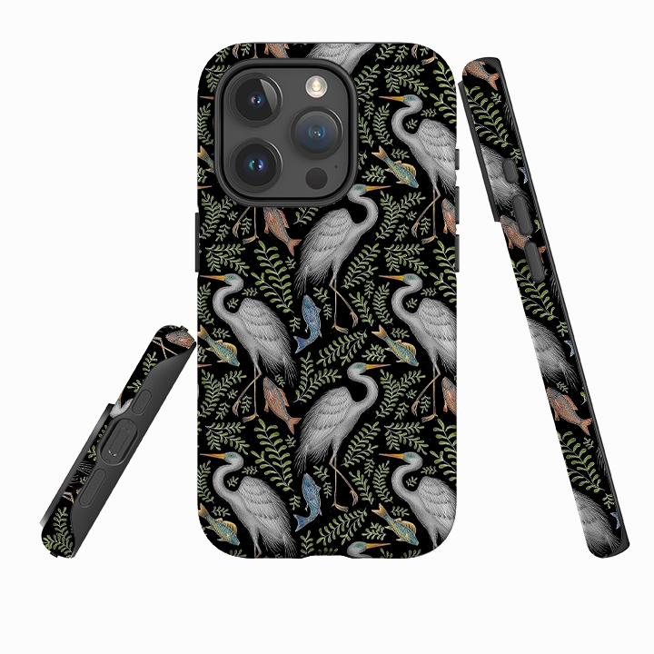 iPhone Tough Case - Egret Pattern By Catherine Rowe Lightweight Grip Durable Build Texture