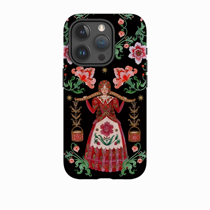 Vivid Finish Youth Style iPhone Tough  Case - Eight Maids A Milking By Maria Matos