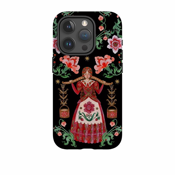 Hybrid Finish Texture iPhone Tough  Case - Eight Maids A Milking By Maria Matos