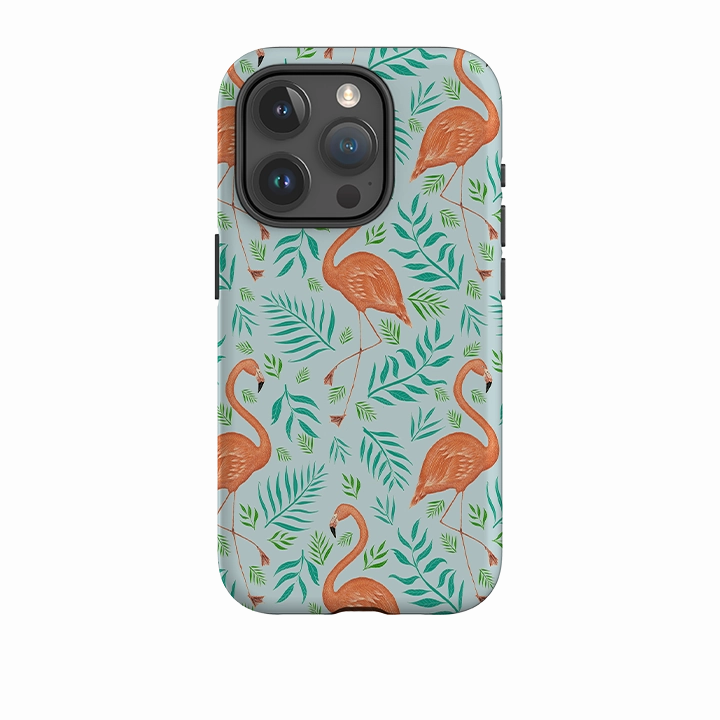 iPhone Tough Case - Flamingo Pattern By Catherine Rowe Grip Texture