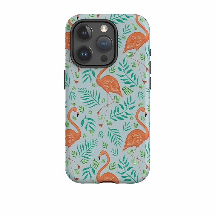 Soft Grip Finish iPhone Tough Case - Flamingo Pattern By Catherine Rowe