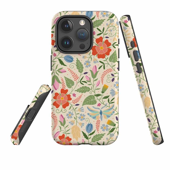 Durable Coating Luxury Edge Texture iPhone Tough Case - Floral Garden By Suzy Taylor