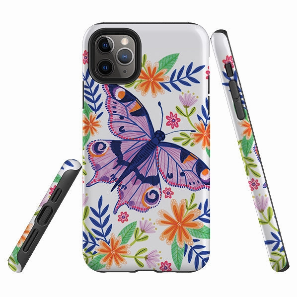 Simple Texture iPhone Tough Case - Floral Lilac Butterfly By Lee Foster Wilson