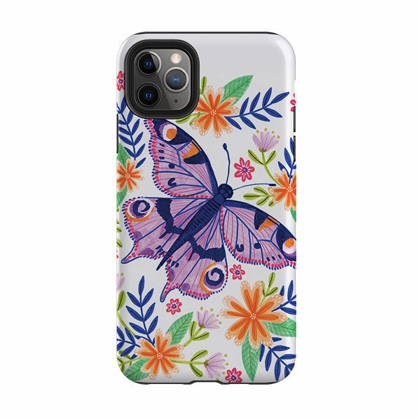 iPhone Tough Case - Floral Lilac Butterfly By Lee Foster Wilson Vibrant Finish