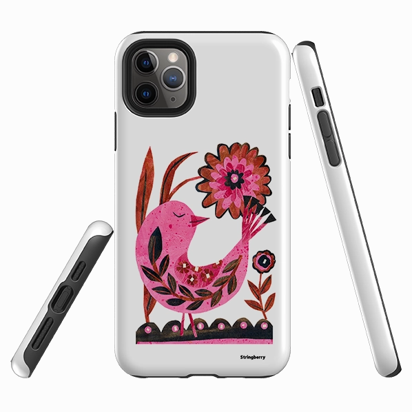 Compact Design Sport Inspired iPhone Tough Case - Folk Floral Bird By Tracey English