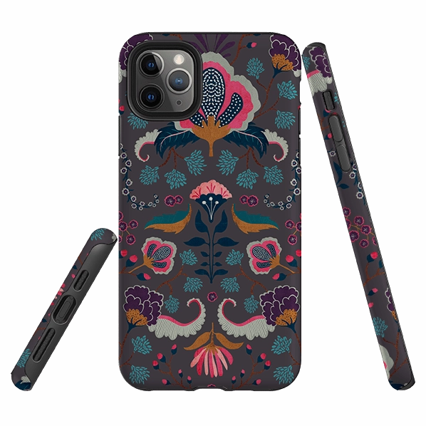 Creative Artwork Clear Finish iPhone Tough Case - Folk Floral By Katherine Quinn