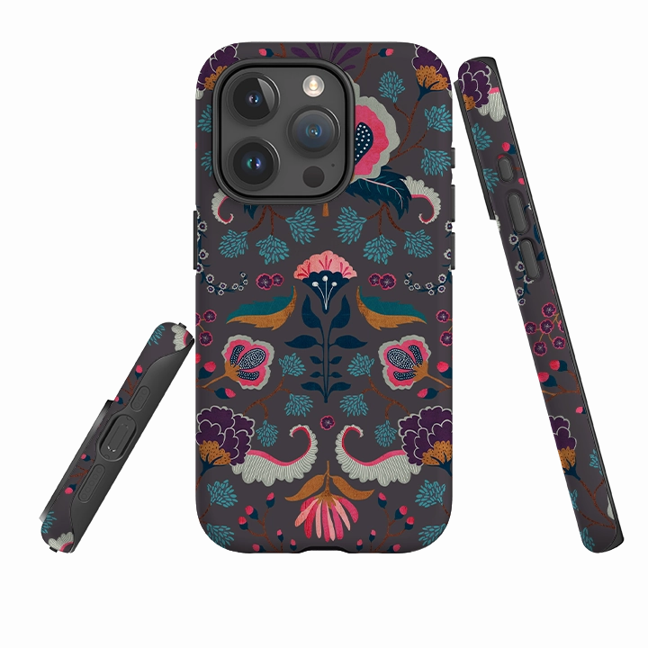 iPhone Tough Case - Folk Floral II By Katherine Quinn Smooth Edges Elegant Appearance