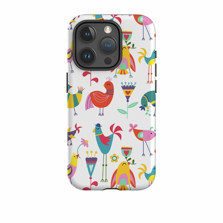 iPhone Tough Case - Folky Birds By Suzy Taylor Tactile Buttons
