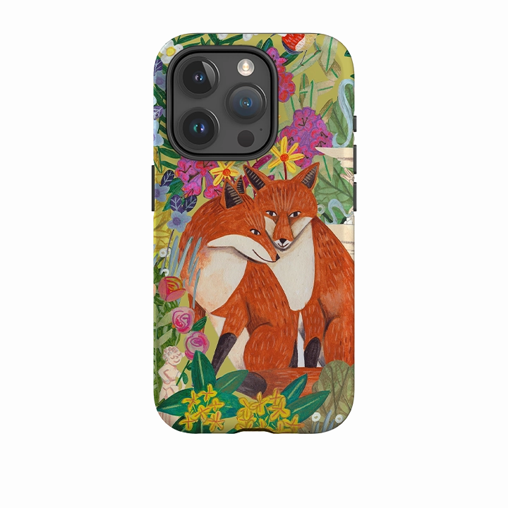 Gloss Finish Button Cover iPhone Tough Case - Foxes By Caroline Bonne Muller