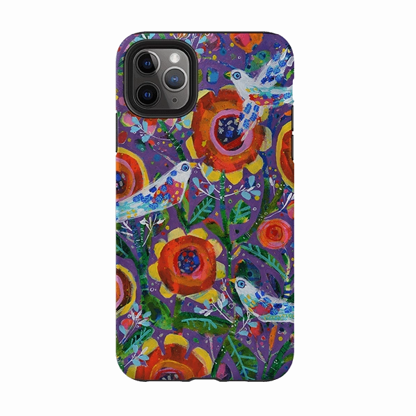 Premium Surface Finish Hybrid Shield iPhone Tough Case - Garden Party By Claire West