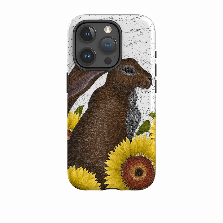 Creative Design Hard Plastic iPhone Tough Case - Hare With Sunflowers By Catherine Rowe