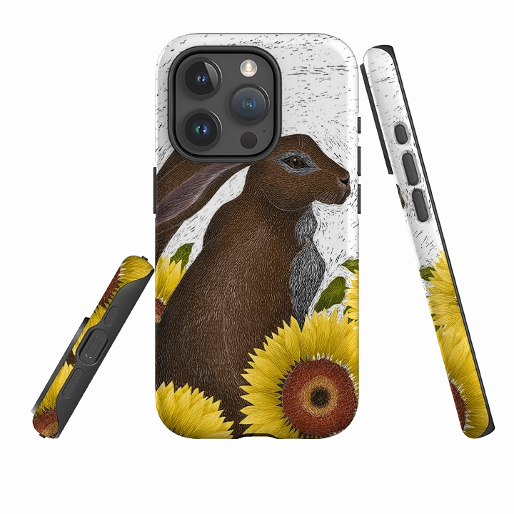 Strong Corners Minimal Edge iPhone Tough Case - Hare With Sunflowers By Catherine Rowe