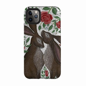 Clear Pattern iPhone Tough Case - Hares And Red Roses By Catherine Rowe