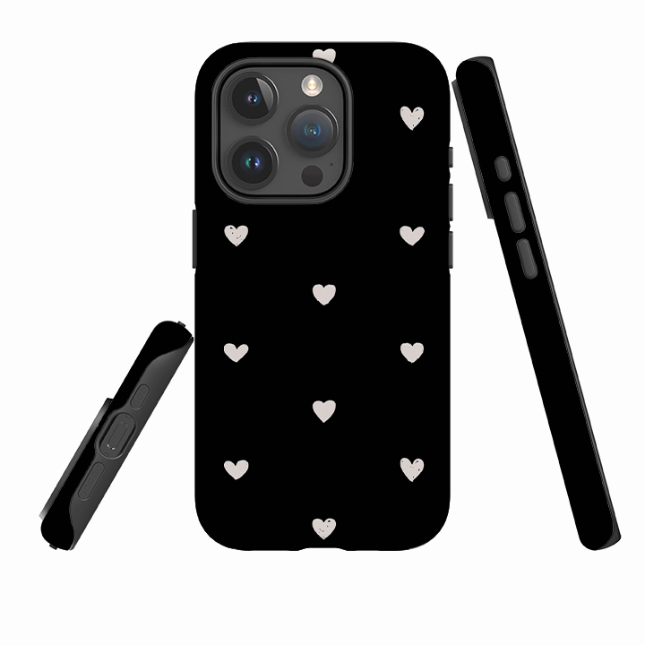 Magnetic Mount iPhone Tough Case - Hearts Black