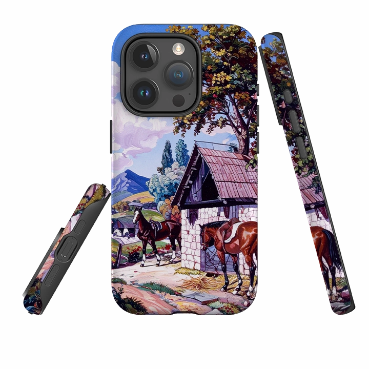 Luxury Detail Hybrid Pattern Design iPhone Tough Case - Horse Stables