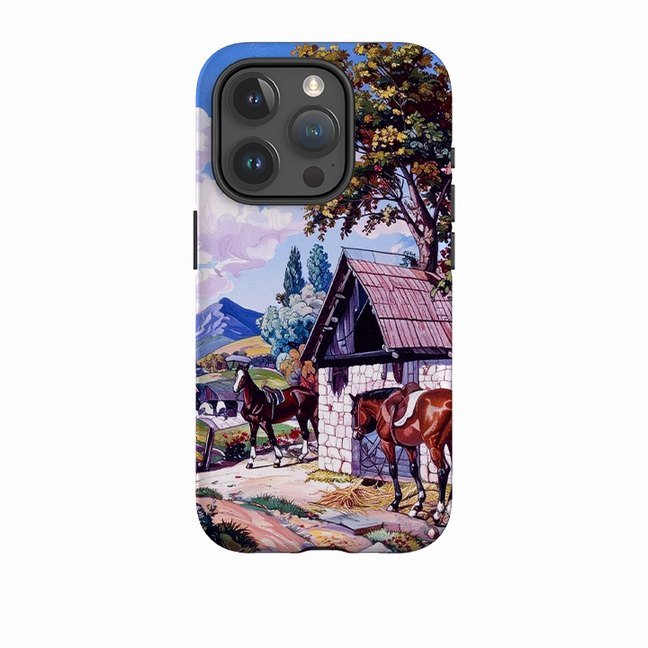 iPhone Tough Case - Horse Stables Soft Touching Soft coating