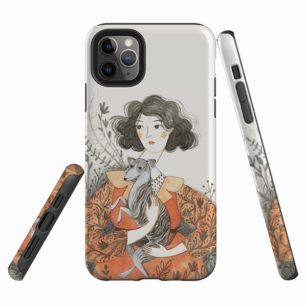 Protective Frame Design iPhone Tough Case - Lady With Whippet By Meghann Rader