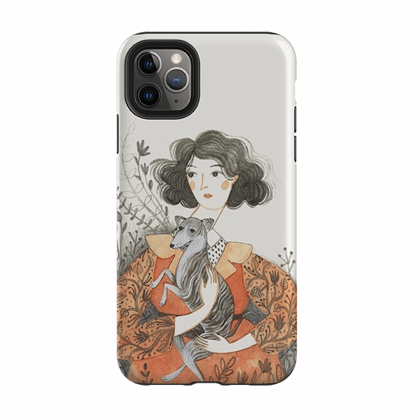 iPhone Tough Case - Lady With Whippet By Meghann Rader Minimal Pattern Texture
