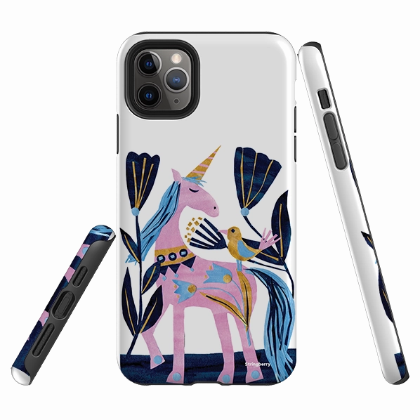 Hybrid Build iPhone Tough Case - Lilac Unicorn By Tracey English