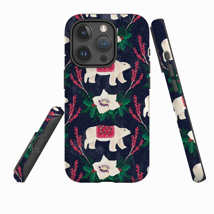 iPhone Tough Case - Midnight Polar Bears By Abby Jacobs Ergonomic form