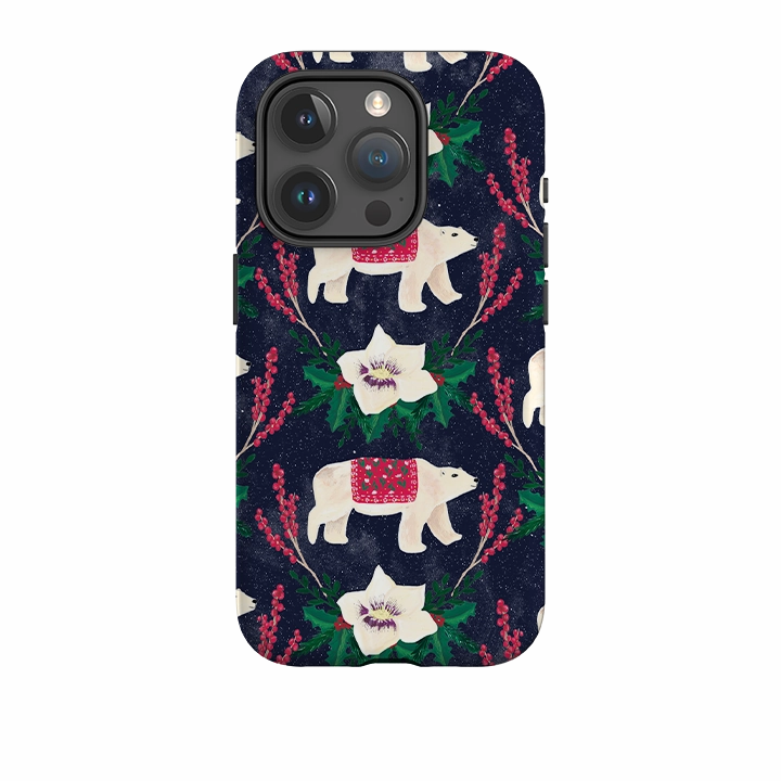 Everyday Protection Bold colors iPhone Tough Case - Midnight Polar Bears By Abby Jacobs