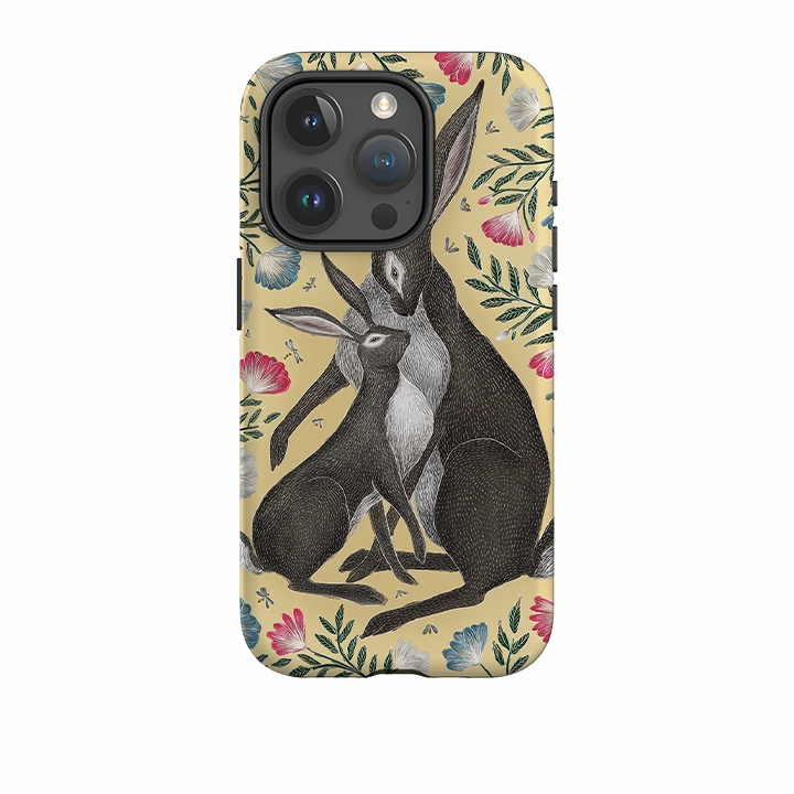 Tough Exterior Soft Finish Texture iPhone Tough Case - Mother And Baby Hare By Catherine Rowe