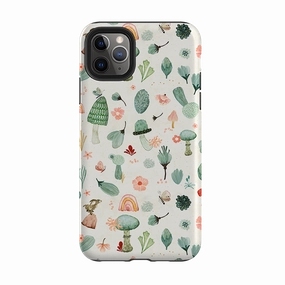 Unique Artwork iPhone Tough Case - Mushroom World Cream By Katherine Quinn