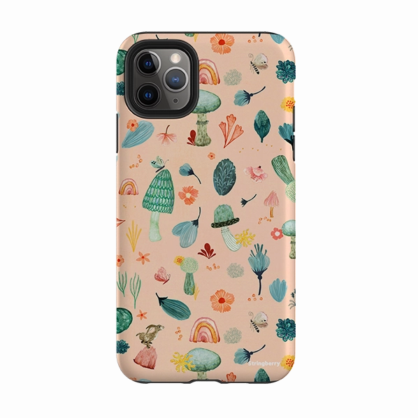 Luxury Style Edge Reinforced iPhone Tough Case - Mushroom World Pink By Katherine Quinn