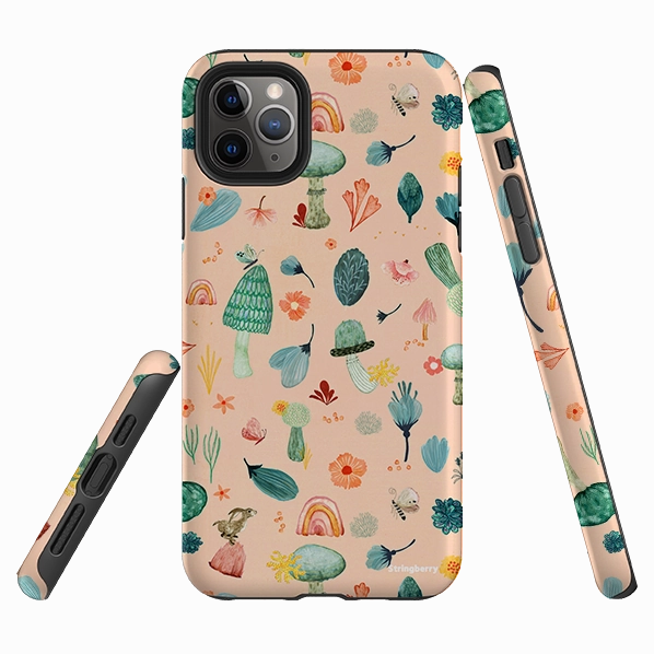 iPhone Tough Case - Mushroom World Pink By Katherine Quinn Compact Grip Bold Look