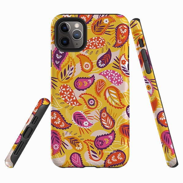 iPhone Tough Case - Paisley Yellow By Ali Brookes Slim Profile Work Essentials